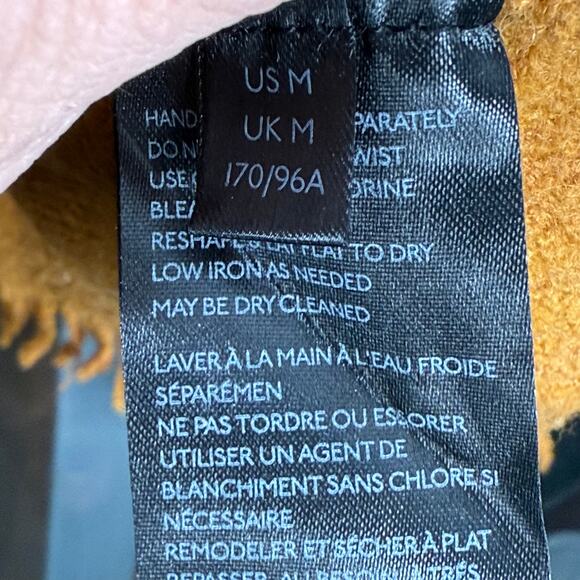 ANTHROPOLOGIE Joy Fringe Hem V-Neck Mustard Maize Soft Jumper Sweater Sz Medium - Picture 8 of 11